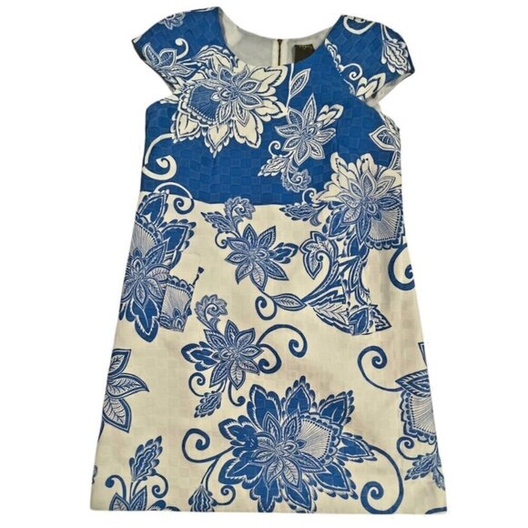 Flowers Dresses & Skirts - Taylor Floral Cap Sleeve Sheath Dress with Pockets Blue White Size 10